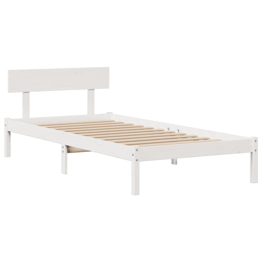 Bed met boekenkast zonder matras grenenhout wit 90x200 cm
