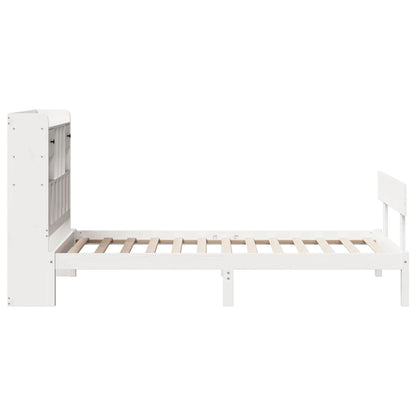 Bed met boekenkast zonder matras grenenhout wit 90x200 cm