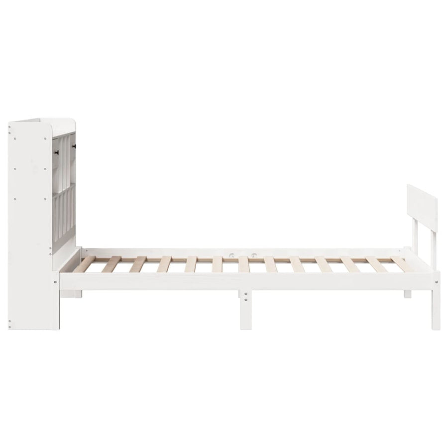 Bed met boekenkast zonder matras grenenhout wit 90x200 cm