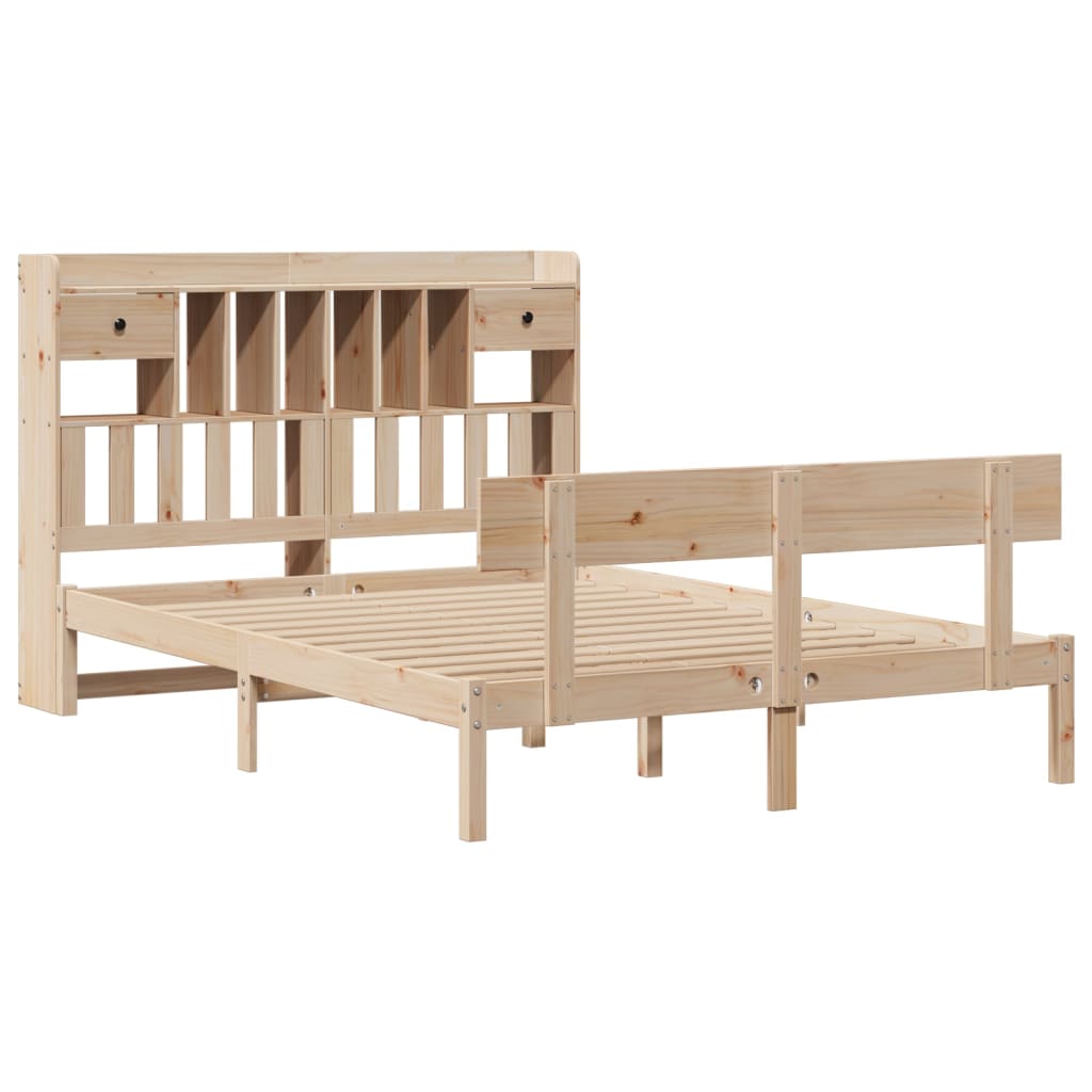 Bed met boekenkast zonder matras massief grenenhout 140x200 cm