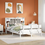 Bed met boekenkast grenenhout wit 140x200 cm