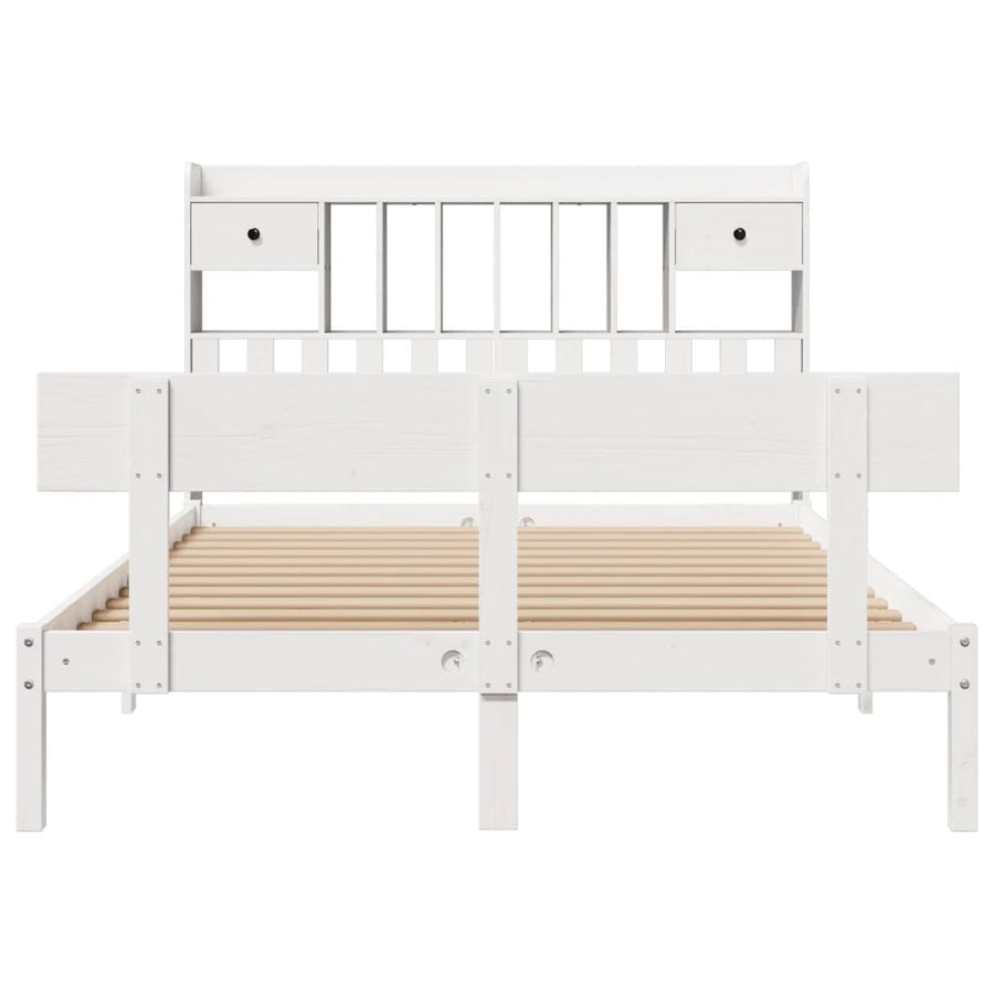 Bed met boekenkast zonder matras grenenhout wit 150x200 cm