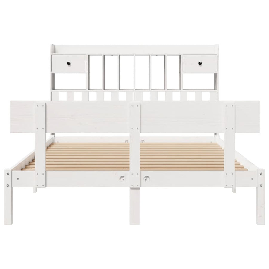 Bed met boekenkast zonder matras grenenhout wit 160x200 cm