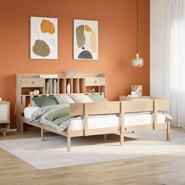 Bed met boekenkast zonder matras massief grenenhout 180x200 cm