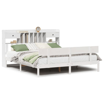 Bed met boekenkast zonder matras grenenhout wit 180x200 cm