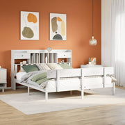 Bed met boekenkast grenenhout wit 180x200 cm