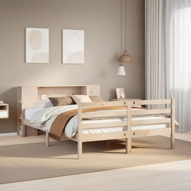 Bed met boekenkast zonder matras massief grenenhout 120x190 cm