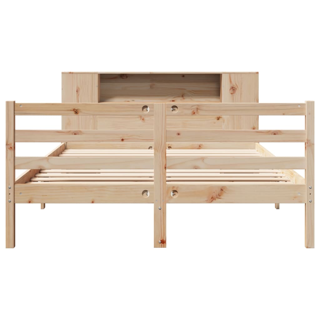 Bed met boekenkast zonder matras massief grenenhout 135x190 cm