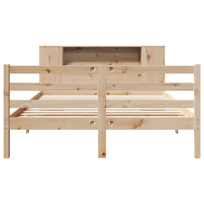 Bed met boekenkast zonder matras massief grenenhout 135x190 cm