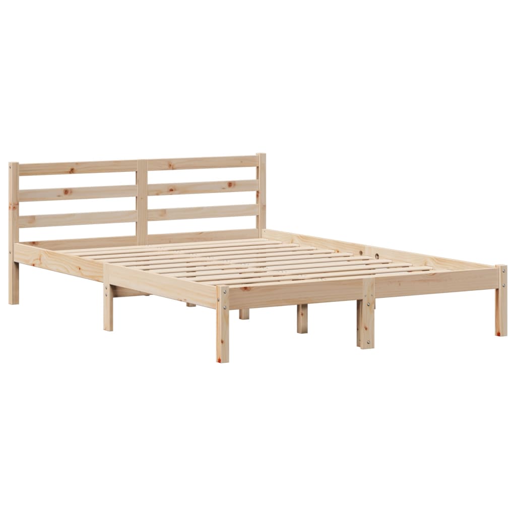 Bed met boekenkast zonder matras massief grenenhout 135x190 cm
