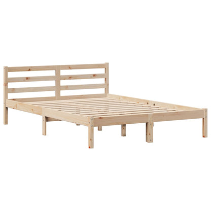 Bed met boekenkast zonder matras massief grenenhout 135x190 cm