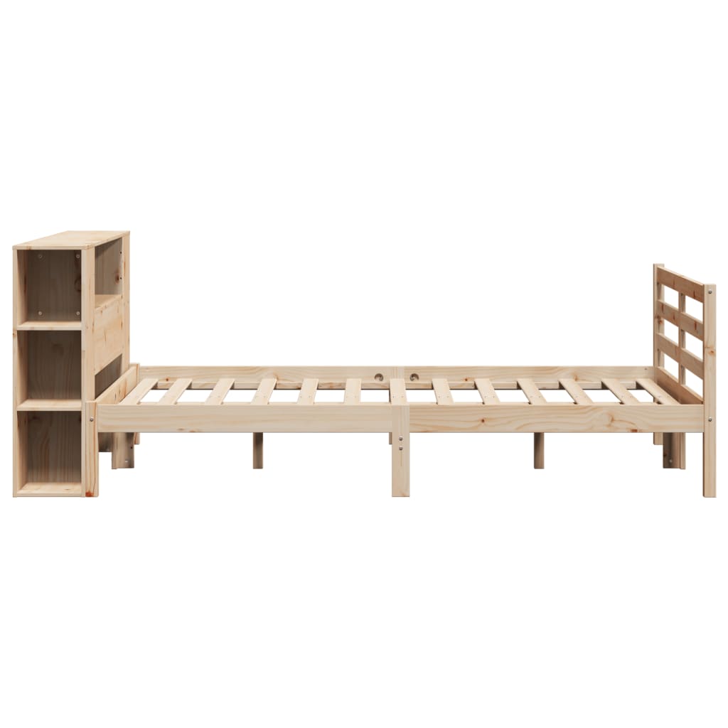 Bed met boekenkast zonder matras massief grenenhout 135x190 cm