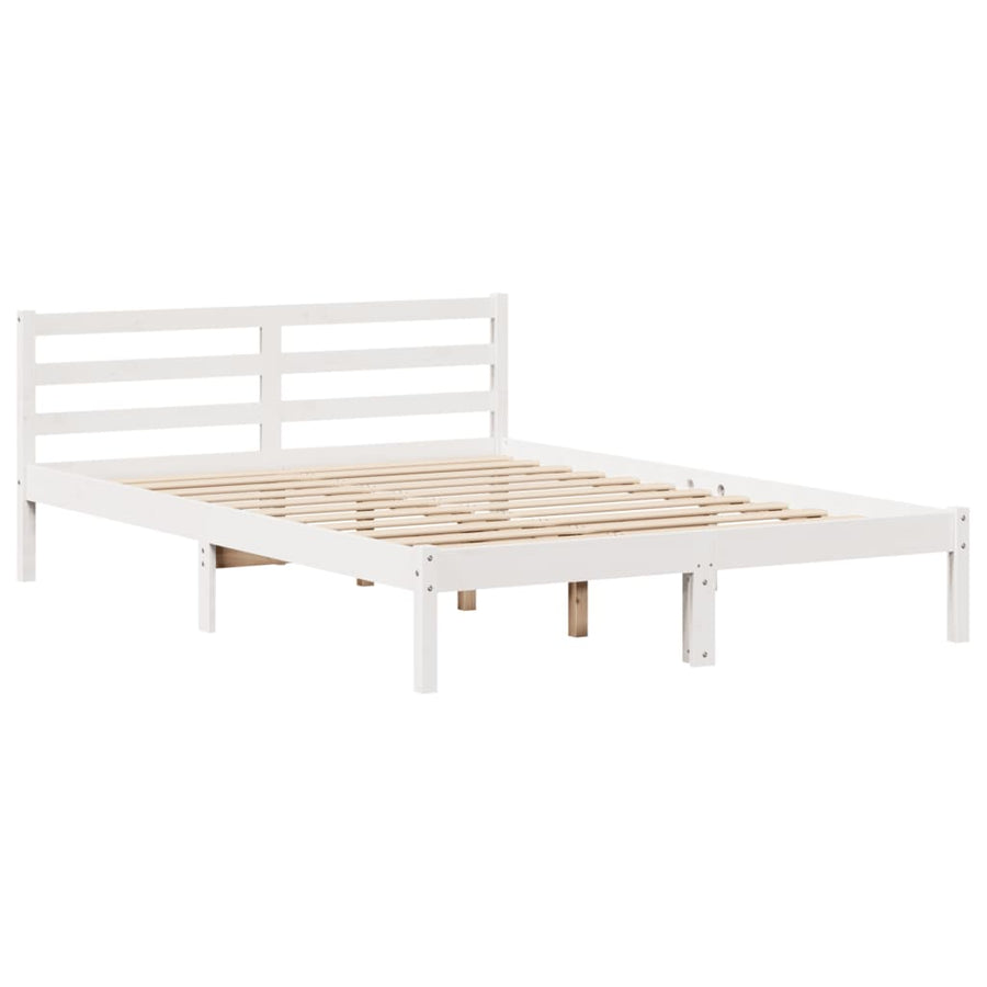 Bed met boekenkast zonder matras grenenhout wit 135x190 cm