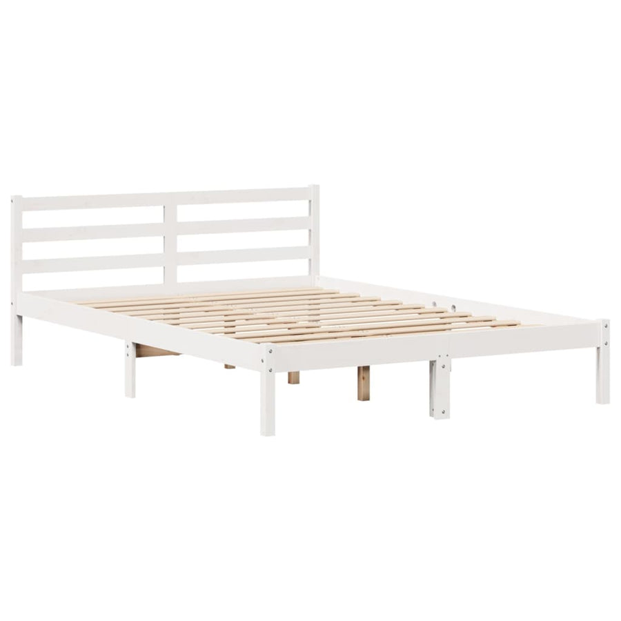 Bed met boekenkast zonder matras grenenhout wit 140x190 cm