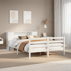 Bed met boekenkast zonder matras grenenhout wit 140x190 cm