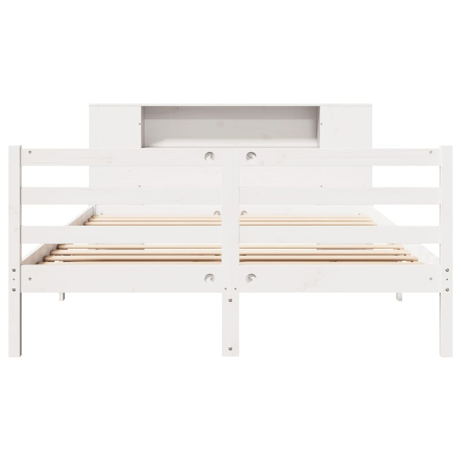 Bed met boekenkast zonder matras grenenhout wit 140x200 cm