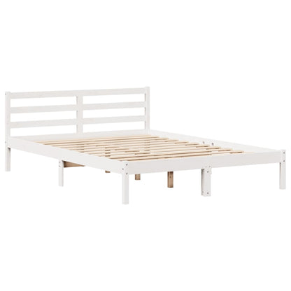 Bed met boekenkast zonder matras grenenhout wit 140x200 cm