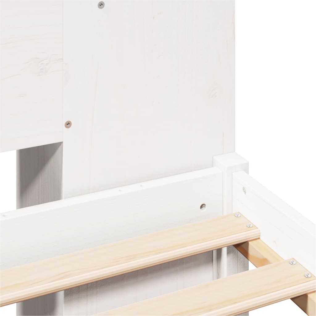 Bed met boekenkast zonder matras grenenhout wit 140x200 cm
