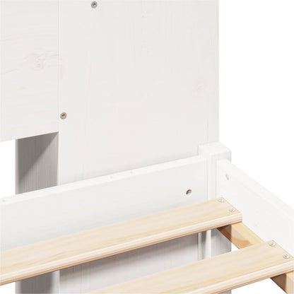 Bed met boekenkast zonder matras grenenhout wit 140x200 cm