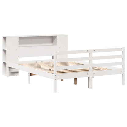 Bed met boekenkast zonder matras grenenhout wit 150x200 cm