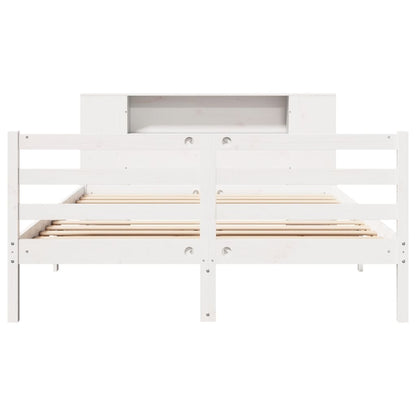 Bed met boekenkast zonder matras grenenhout wit 150x200 cm