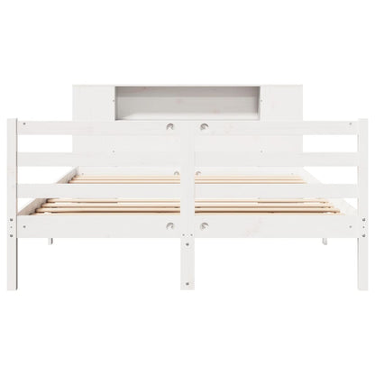 Bed met boekenkast zonder matras grenenhout wit 160x200 cm
