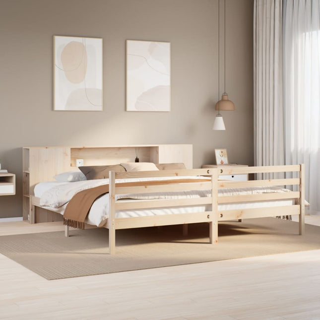 Bed met boekenkast zonder matras massief grenenhout 180x200 cm