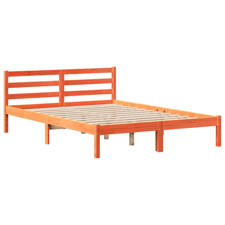 Bed met boekenkast zonder matras grenenhout wasbruin 140x190 cm