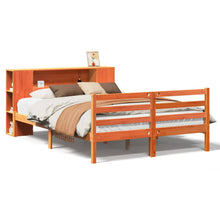 Bed met boekenkast zonder matras grenenhout wasbruin 140x200 cm
