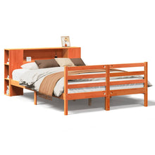 Bed met boekenkast zonder matras grenenhout wasbruin 150x200 cm
