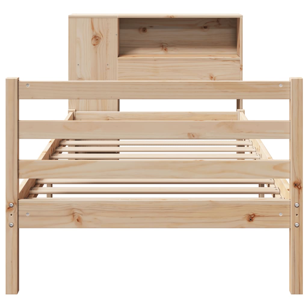 Bed met boekenkast zonder matras massief grenenhout 75x190 cm