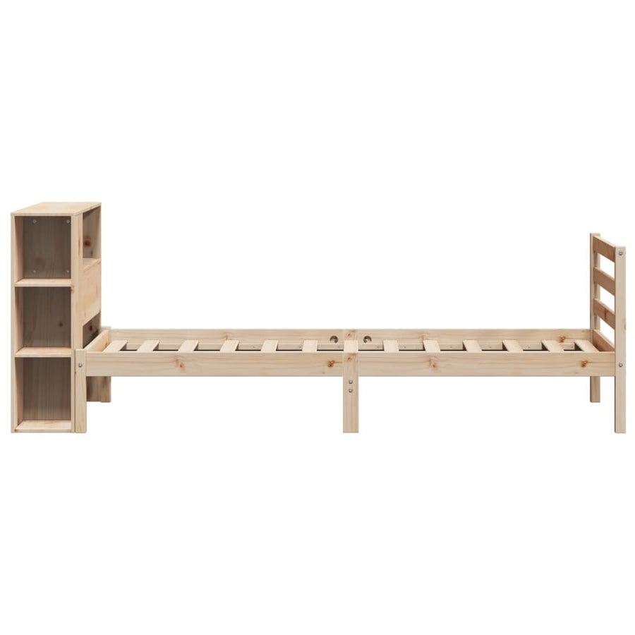 Bed met boekenkast zonder matras massief grenenhout 75x190 cm