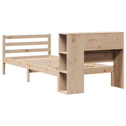Bed met boekenkast zonder matras massief grenenhout 75x190 cm