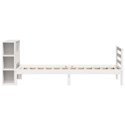 Bed met boekenkast zonder matras grenenhout wit 75x190 cm