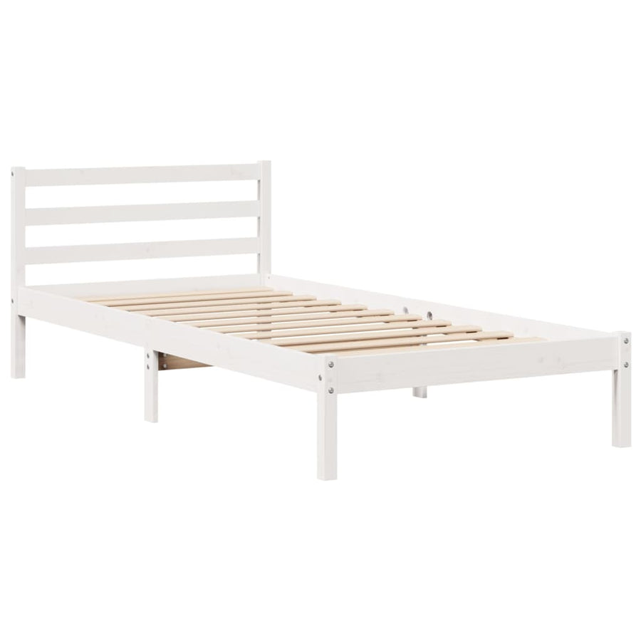 Bed met boekenkast zonder matras grenenhout wit 75x190 cm