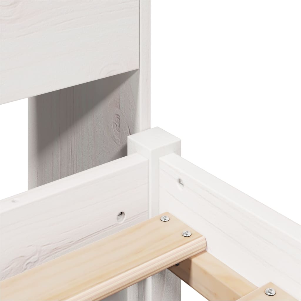 Bed met boekenkast zonder matras grenenhout wit 75x190 cm