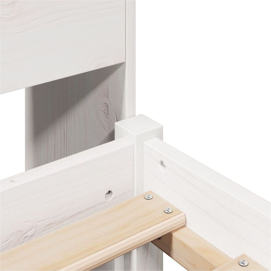 Bed met boekenkast zonder matras grenenhout wit 75x190 cm