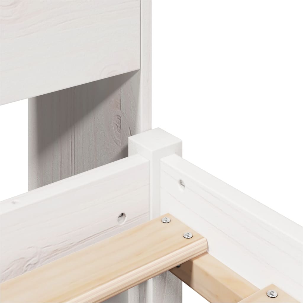 Bed met boekenkast zonder matras grenenhout wit 90x200 cm