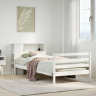 Bed met boekenkast zonder matras grenenhout wit 100x200 cm