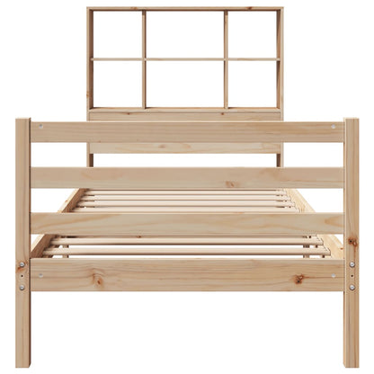 Bed Met Boekenkast Zonder Matras Massief Grenenhout 90 x 190 cm Naturel