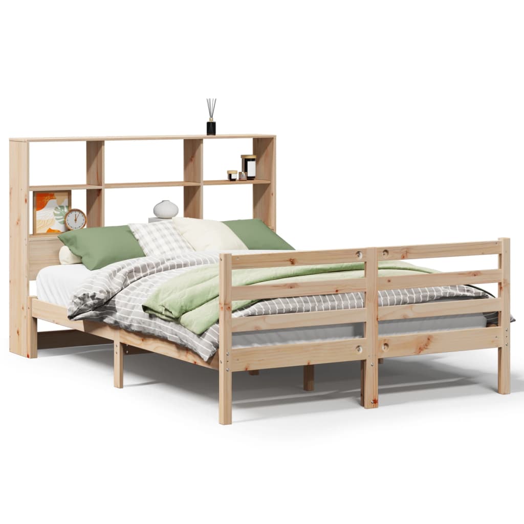 Bed met boekenkast zonder matras massief grenenhout 120x190 cm