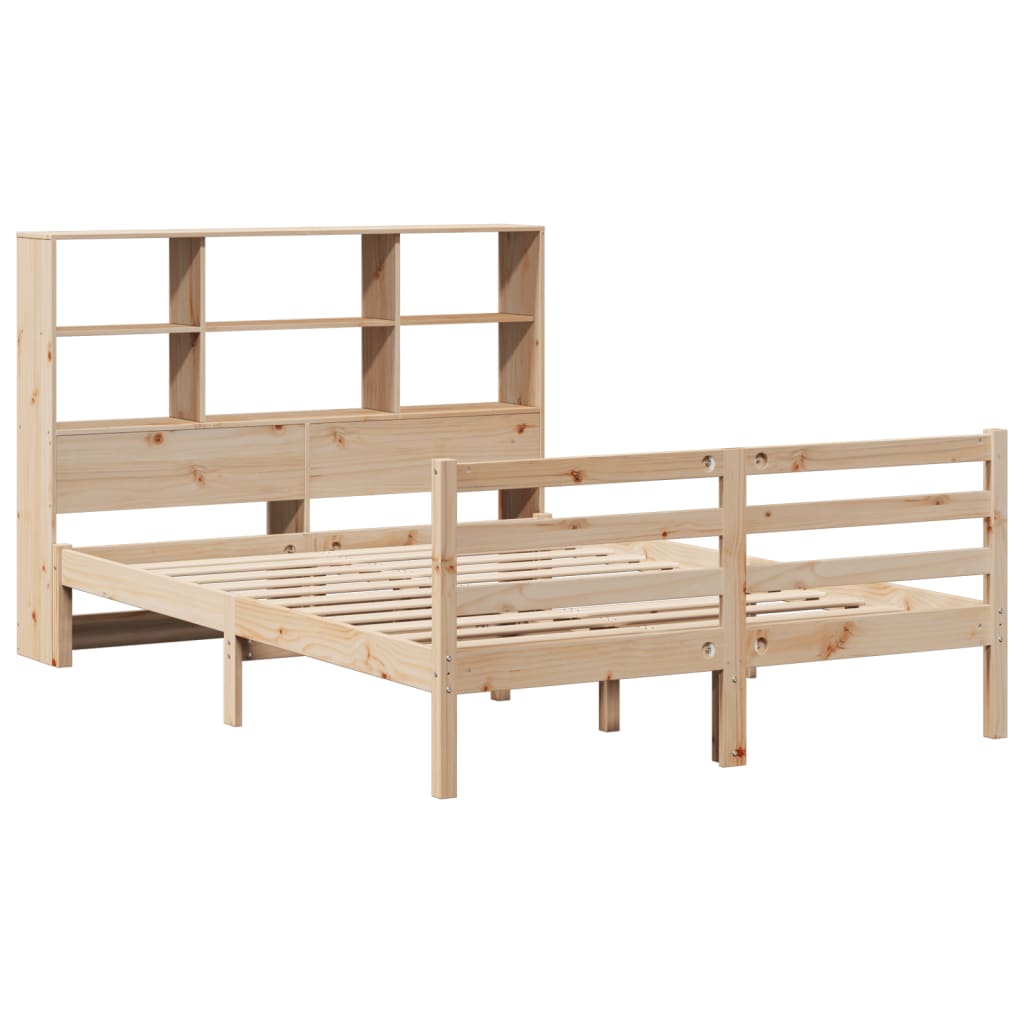 Bed met boekenkast zonder matras massief grenenhout 120x190 cm