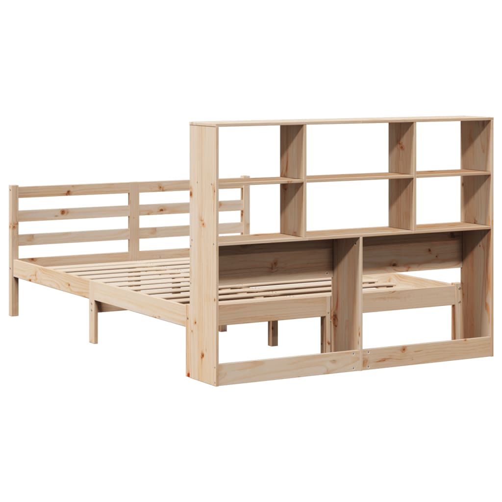 Bed met boekenkast zonder matras massief grenenhout 120x190 cm
