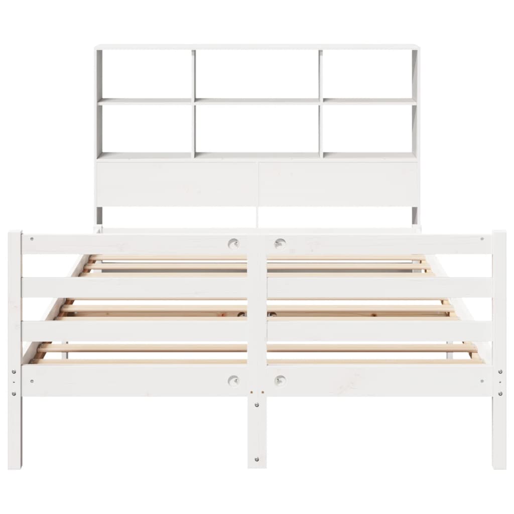 Bed Met Boekenkast Zonder Matras Grenenhout 120 x 190 cm Wit