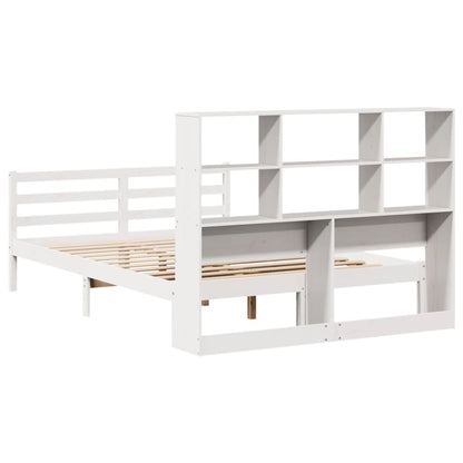 Bed Met Boekenkast Zonder Matras Grenenhout 120 x 190 cm Wit