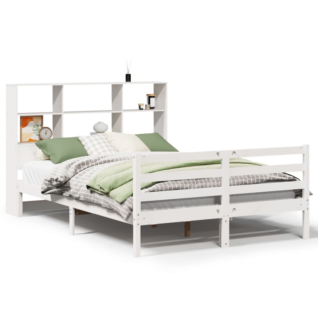 Bed Met Boekenkast Zonder Matras Grenenhout 120 x 200 cm Wit