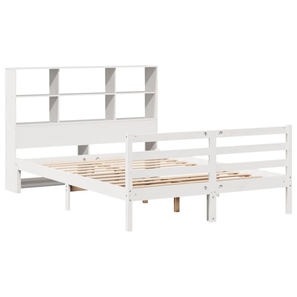 Bed Met Boekenkast Zonder Matras Grenenhout 120 x 200 cm Wit