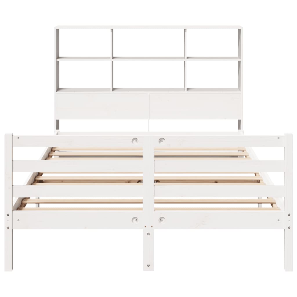 Bed Met Boekenkast Zonder Matras Grenenhout 120 x 200 cm Wit