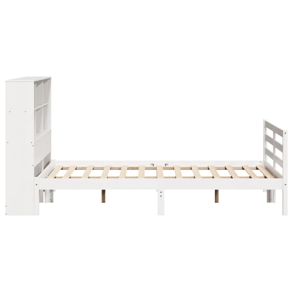 Bed Met Boekenkast Zonder Matras Grenenhout 120 x 200 cm Wit