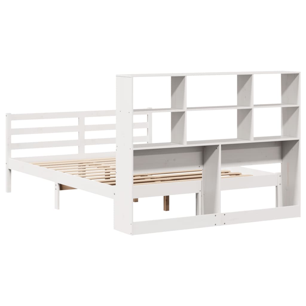 Bed Met Boekenkast Zonder Matras Grenenhout 120 x 200 cm Wit